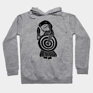 Norse Valkyrie Viking Woman Design (Black Ink Version) Hoodie